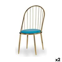 Stoel Gift Decor Blauw Gouden Polyester Ijzer 48 x 95,5 x 48 cm Stangen (2 Stuks)