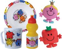 Serviesset - FUN HOUSE - MONSIEUR MADAME - Soepbord Ø16 cm, waterfles 350 ml, mok 350 ml en 2 knuffels 12 cm