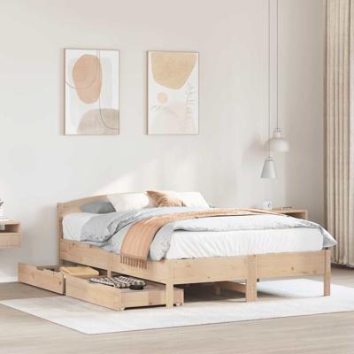 Bedframe zonder matras massief grenenhout 140x200 cm
