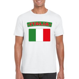 T-shirt met Italiaanse vlag wit heren