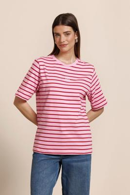 Studio Anneloes Stripe Studio Floor T-shirt 13689 T-shirt Korte Mouw 4044 Ruby Red/ Pop Pink