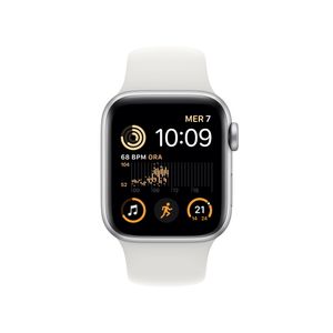 Apple Watch SE (2022) LTE MNPP3FD/A - Zilver Sportbandje, 40mm - Wit