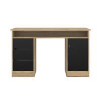 FunctionPlus bureau met slot 1 deur 3 laden eik decor zwart.