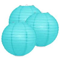 Luxe bol feest lampion - 5x - turquoise blauw - dia 25 cm - papier