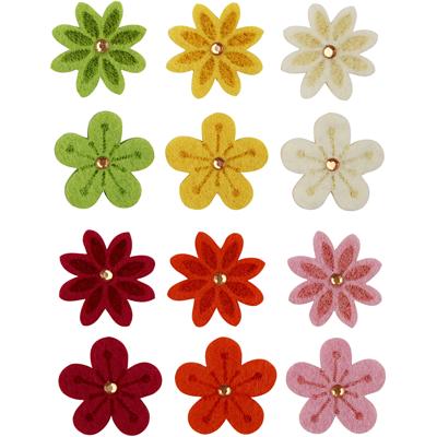 Creativ Company Bloemen van vilt met strassteen, d 30 mm, dikte 2,5 mm, 120 stuk/ 1 doos