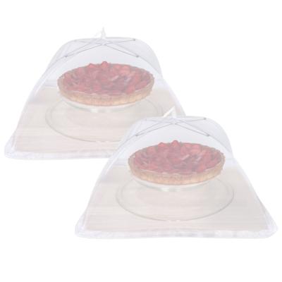 Lunace Vliegenkap/voedselkap tegen insecten - 4x - wit - D50 x H30 cm - opvouwbaar - paraplu