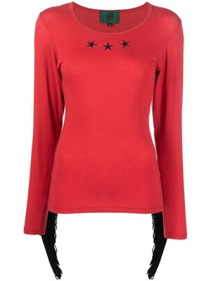 Jean Paul Gaultier Pre-Owned t-shirt frangé à manches longues (années 1980) - Rouge