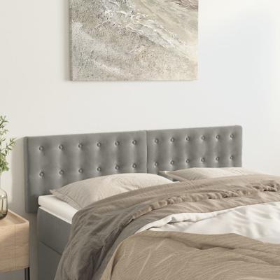 Hoofdborden 2 st 72x5x78/88 cm fluweel lichtgrijs