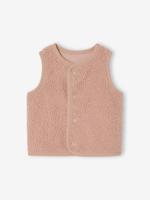 Mouwloos baby vest in imitatiebont roze (poederkleur)