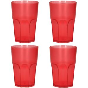 Drinkbekers - 4x - onbreekbaar kunststof - rood - 430 ml