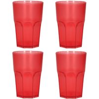 Drinkbekers - 4x - onbreekbaar kunststof - rood - 430 ml