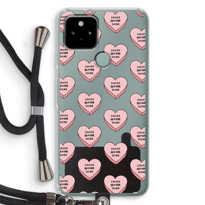 Chicks before dicks: Pixel 5 Transparant Hoesje met koord