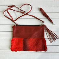 Tas Gemma 29x23cm springbok rood springbok leather top