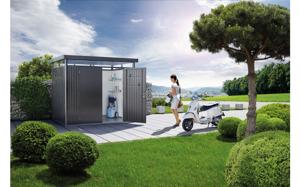 Biohort | Berging HighLine Gr. H4 | Enkele Deur | Zilver-Metallic