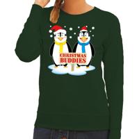 Foute kersttrui - sweater - pinguin vriendjes - groen - voor dames - Kersttruien