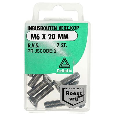 Inb.bout verz.kop m6x20mm rvs 7st - Deltafix