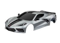 Body, Chevrolet Corvette Stingray, complete (silver) (painted, decals applied) (includes side mirrors, spoiler, grilles, vents, & clipless mounting)