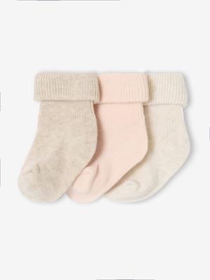 Set van 3 paar effen baby sokken beige