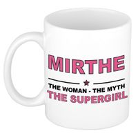Naam cadeau mok/ beker Mirthe The woman, The myth the supergirl 300 ml   -
