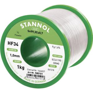 Stannol HF34 1,6% 1,0MM FLOWTIN TC CD 1000G Soldeertin, loodvrij Spoel, Loodvrij Sn99,3Cu0,7 ORM0 1000 g 1 mm