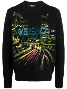 Versace pull City Lights à broderies - Noir