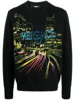 Versace pull City Lights à broderies - Noir - thumbnail