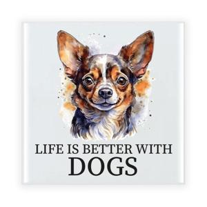 Cadeau tegel hondenliefhebber - Chihuahua hond - keramiek - waterverf - 15 x 15 cm