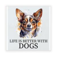 Cadeau tegel hondenliefhebber - Chihuahua hond - keramiek - waterverf - 15 x 15 cm
