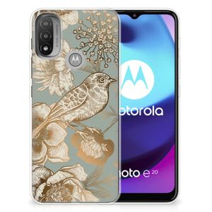 TPU Case voor Motorola Moto E20 | E40 Vintage Bird Flowers