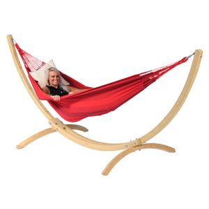 'Wood & Dream' Red Eénpersoons Hangmatset - 120 kg - Rood - Colombiaanse - Tropilex