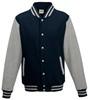 Just JH043 Varsity Jacket - Oxford Navy/Heather Grey - S