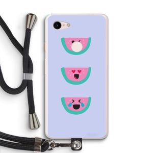 Smiley watermeloen: Pixel 3 XL Transparant Hoesje met koord
