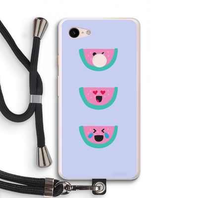 Smiley watermeloen: Pixel 3 XL Transparant Hoesje met koord