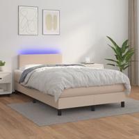 Boxspring met matras en LED kunstleer cappuccinokleur 120x200cm