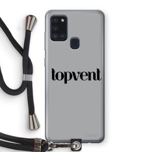 Topvent Grijs Zwart: Samsung Galaxy A21s Transparant Hoesje met koord