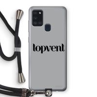 Topvent Grijs Zwart: Samsung Galaxy A21s Transparant Hoesje met koord