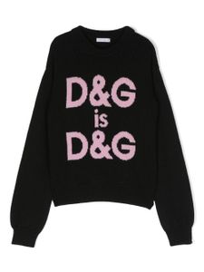 Dolce & Gabbana Kids pull en laine vierge à logo - Noir