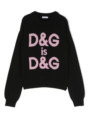 Dolce & Gabbana Kids pull en laine vierge à logo - Noir