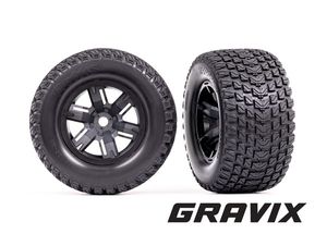 Traxxas - Tires & wheels, assembled, glued (X-Maxx black wheels, Gravix tires, foam inserts) (left & right) (TRX-7877)