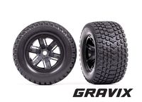Traxxas - Tires & wheels, assembled, glued (X-Maxx black wheels, Gravix tires, foam inserts) (left & right) (TRX-7877) - thumbnail
