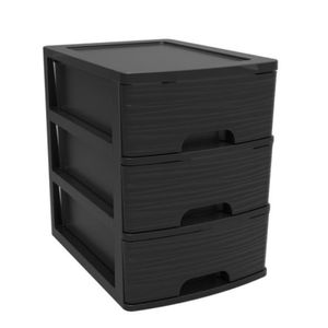 Ladenkast/bureau organizer zwart A5 3x lades stapelbaar L27 x B36 x H35 cm