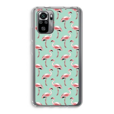 Flamingoprint groen: Xiaomi Redmi Note 10S Transparant Hoesje