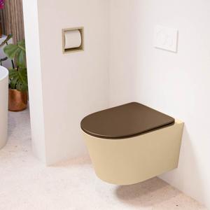 Wandcloset Mondiaz Lavie | Zonder spoelrand | Incl.Toiletzitting-Rust | Keramiek | Sand