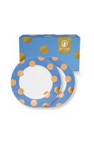 Pip Studio Set/2 Ontbijtborden Dot Delight Lichtblauw/Goud 21cm