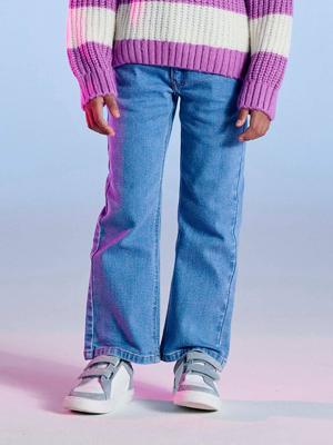 Uitlopende meisjesjeans middenblauw