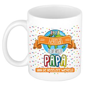 Naam mok papa Herman - wit - de beste - keramiek - 300 ml - Vaderdag/verjaardag