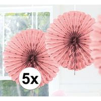 5x Honeycomb waaiers roze 45 cm   -