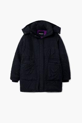 Gewatteerde jas met textuur - BLACK - S