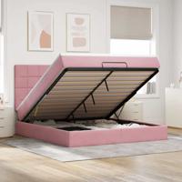 Ottoman bed met matrassen 180x200cm fluweel roze