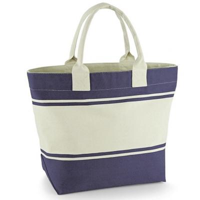 Quadra grote boodschappentas - navy/naturel - 53 x 19 x 36 cm - katoen - 24 liter